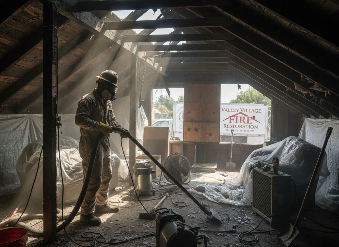 attic fire restoration in Valley Village