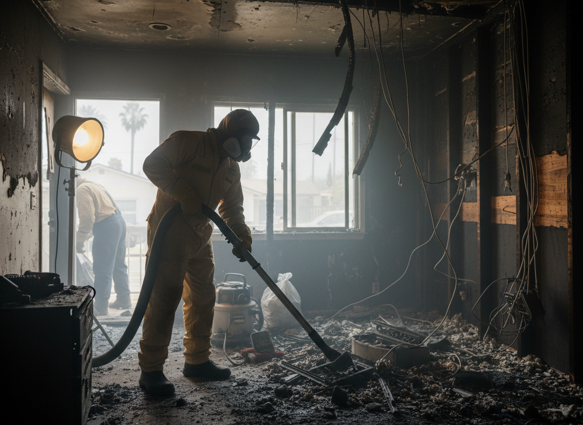 Electrical fire cleanup in Valley Village