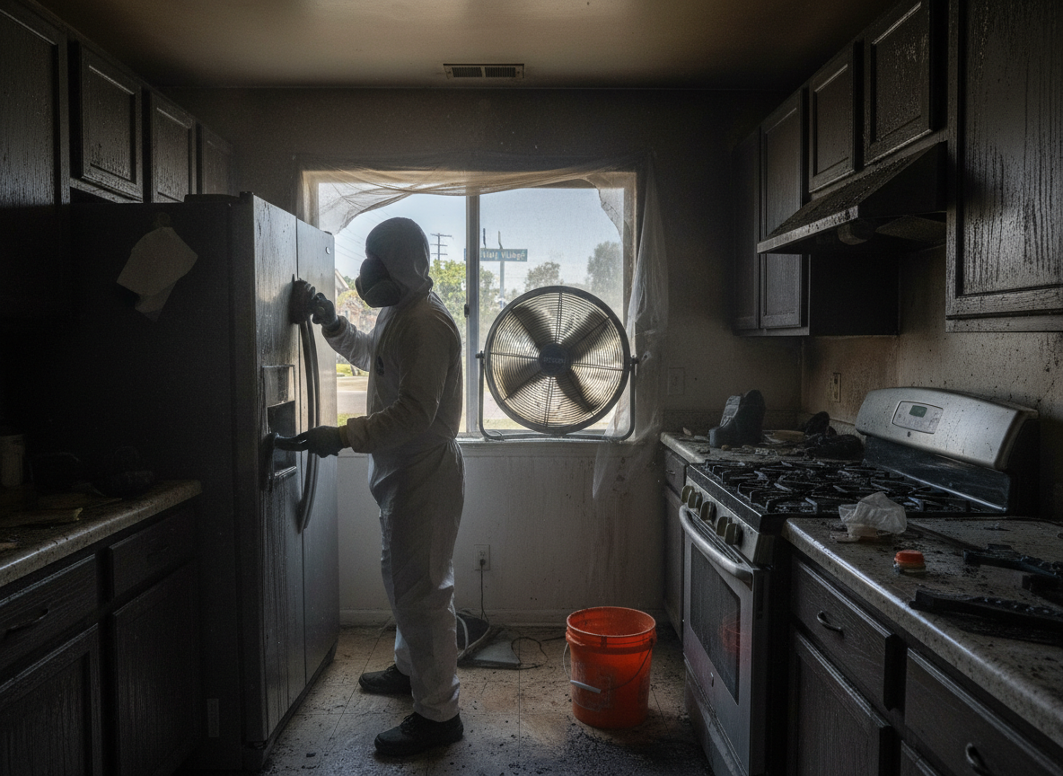 Kitchen fire cleanup in Valley Village